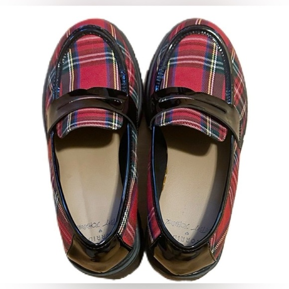 Betsey Johnson Torrid Womens Shoes 7,5 WW  Red Plaid Creeper Loafers Wide Width - Picture 4 of 8